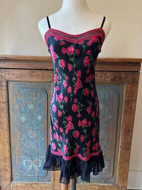 Vintage Betsey Johnson New York Silk Lace Mesh Slip Dress